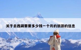关于去西藏要要多少钱一个月的旅游的信息