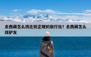 去西藏怎么找比较正规的旅行社？去西藏怎么找驴友